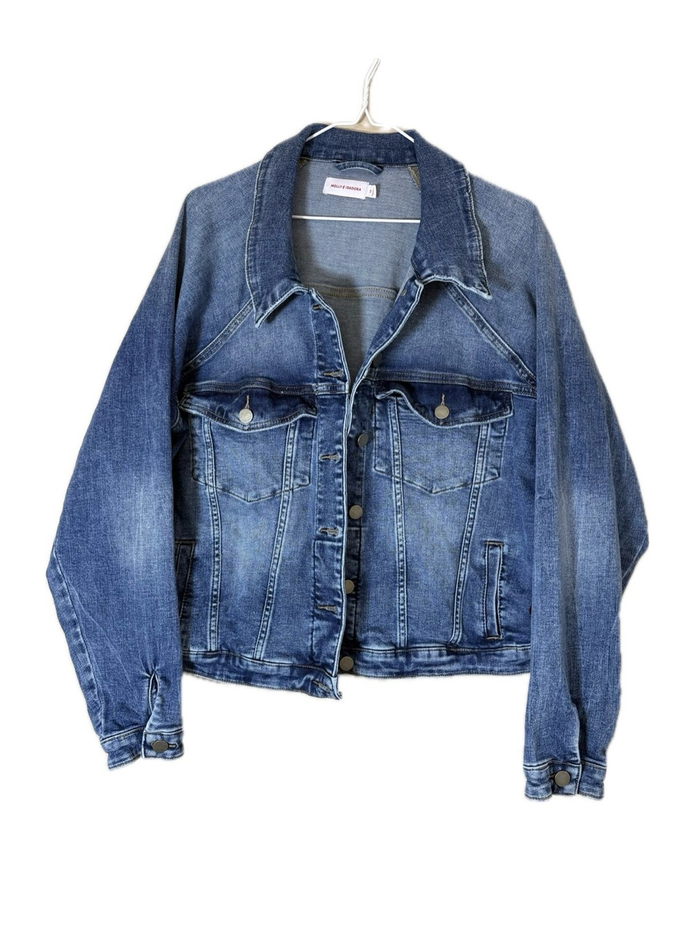 Molly & Isadora Grace Denim Jacket Blue Size 1X Stretchy Jean Jacket Classic